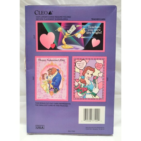 Cleo Vintage Disney Beauty & The Beast 38 Valentines Day Cards & Teacher Card - Picture 6 of 6